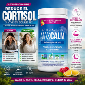 MAX CALM® BEBIDA RELAJANTE DE MAGNESIO CALMA, DESCANSO Y BIENESTAR EN CADA VASO.