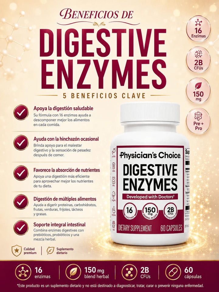ENZIMAS DIGESTIVAS 16-EN-1 — ADIÓS HINCHAZÓN DESPUÉS DE COMER
