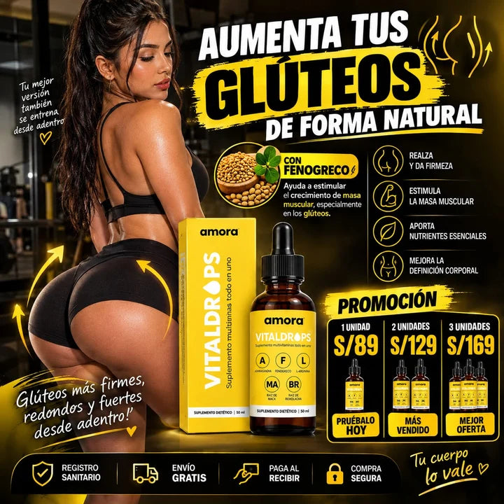 🍑 **VITALDROPS Advanced Formula 60 ml | Fórmula Botánica para Realzar TUS GLUTEOS Y CADERAS y Cuidar tu Figura** 💛✨
