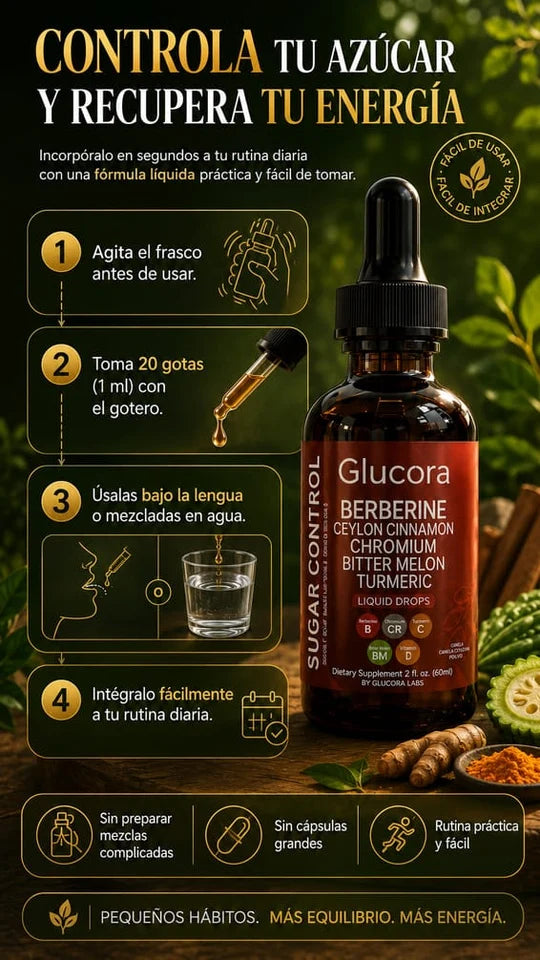 GLUCORA BERBERINE | APOYO AL METABOLISMO DE LA GLUCOSA Y CONTROL DE AZUCAR Y NEUTOPATIA BIENESTAR DIARIO
