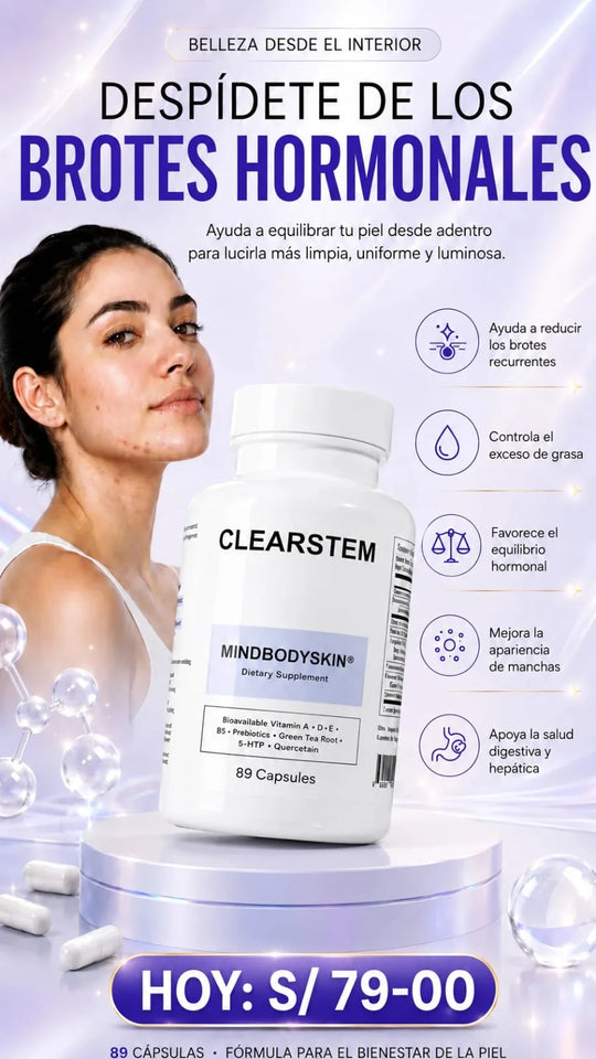 CLEARSTEM MINDBODYSKIN | EQUILIBRIO HORMONAL, PIEL RADIANTE Y CABELLO FUERTE