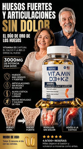 VITAMINA D3 + K2 3000 MG | SOPORTE AVANZADO PARA HUESOS Y ARTICULACIONES