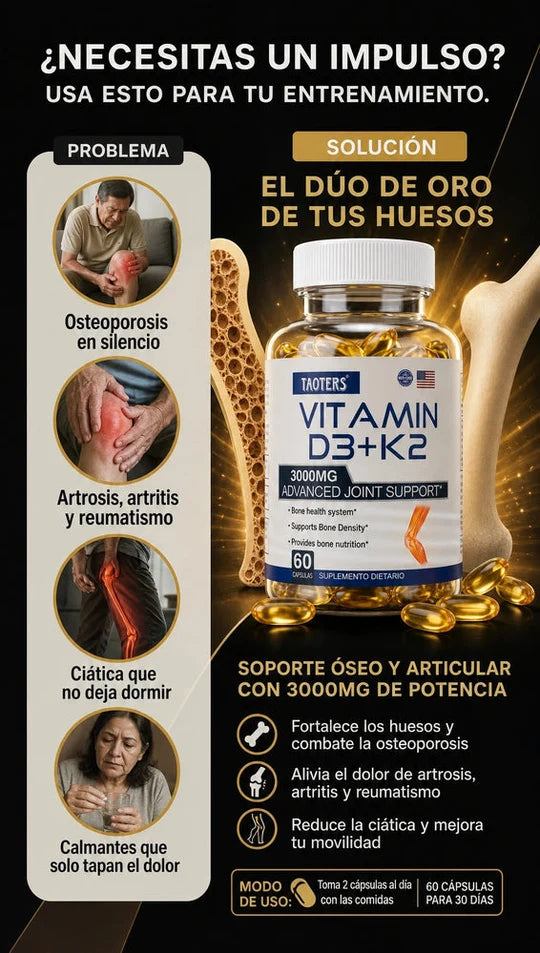 VITAMINA D3 + K2 3000 MG | SOPORTE AVANZADO PARA HUESOS Y ARTICULACIONES